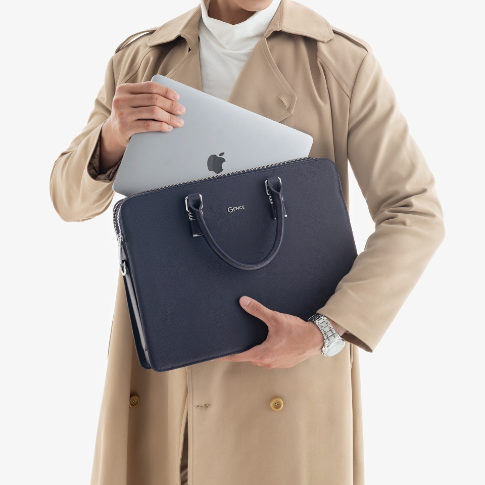 Túi xách nam công sở da bò Taiga màu xanh CDX18