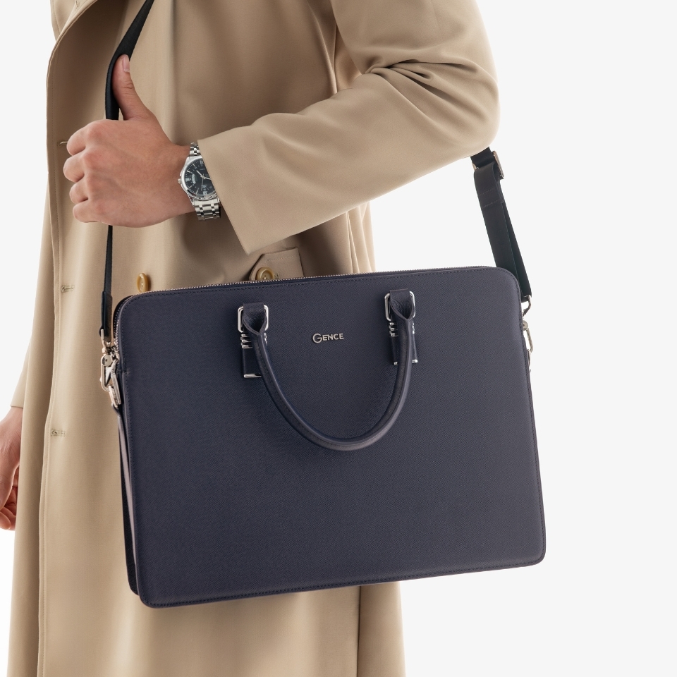 Túi xách nam công sở da bò Taiga màu xanh CDX18