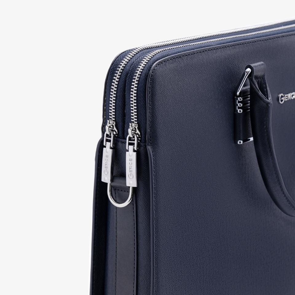 Túi xách nam công sở da bò Taiga màu xanh CDX18