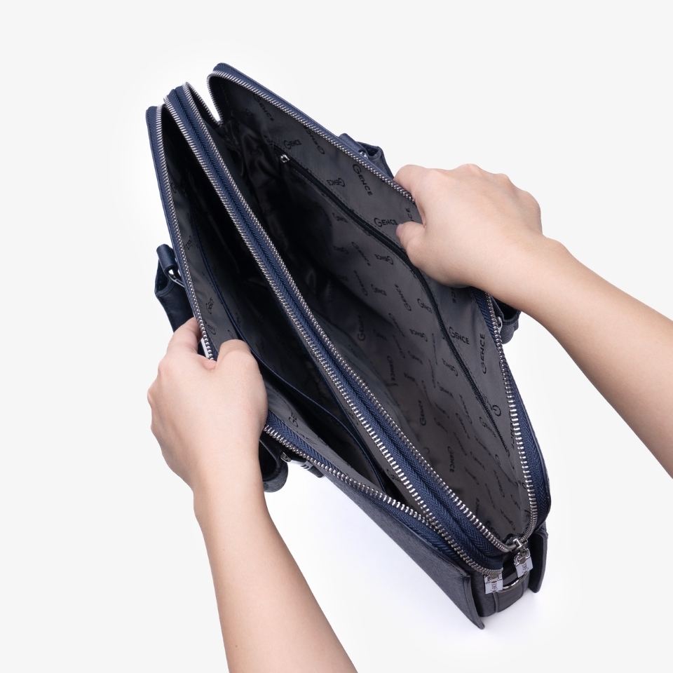 Túi xách nam công sở da bò Taiga màu xanh CDX18