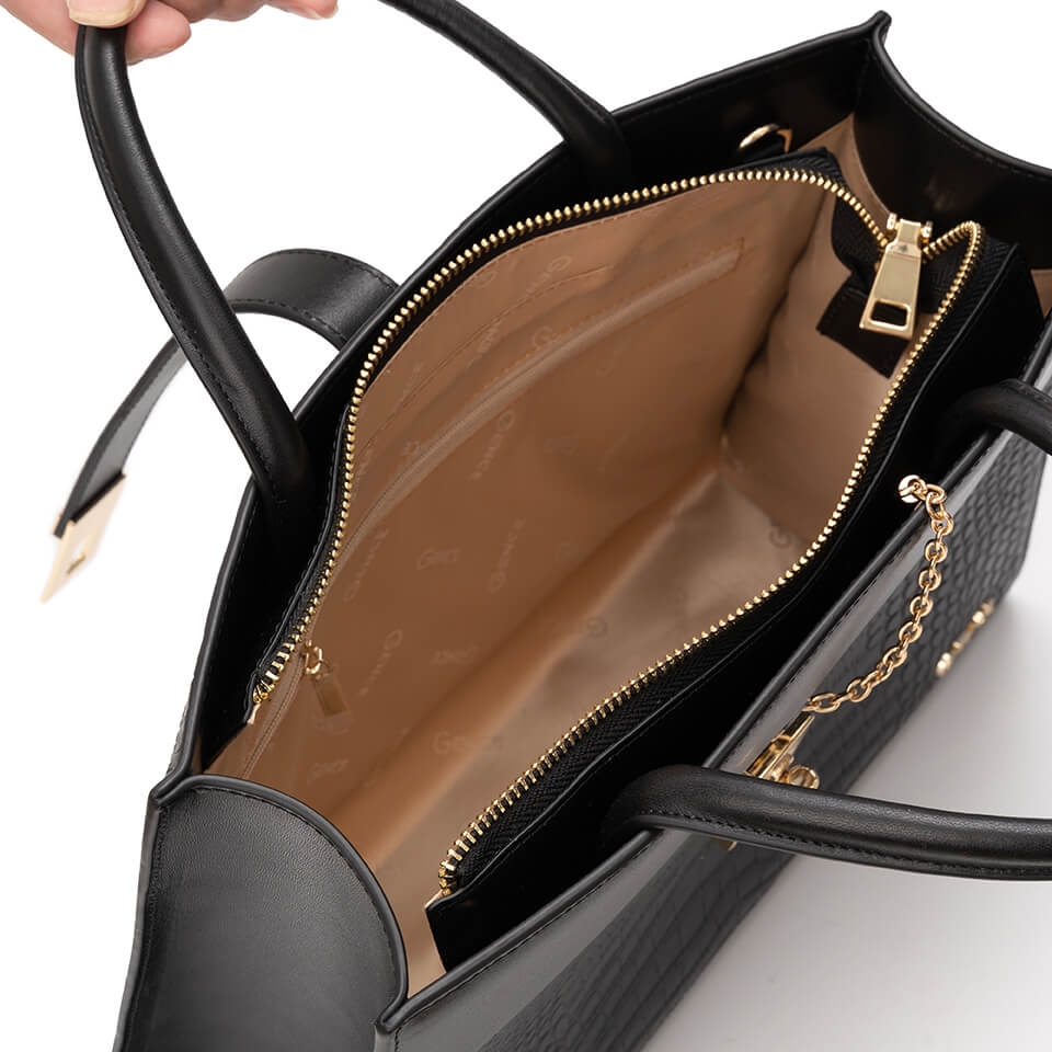 Túi xách nữ công sở Gence da bò dập vân TX18 Black