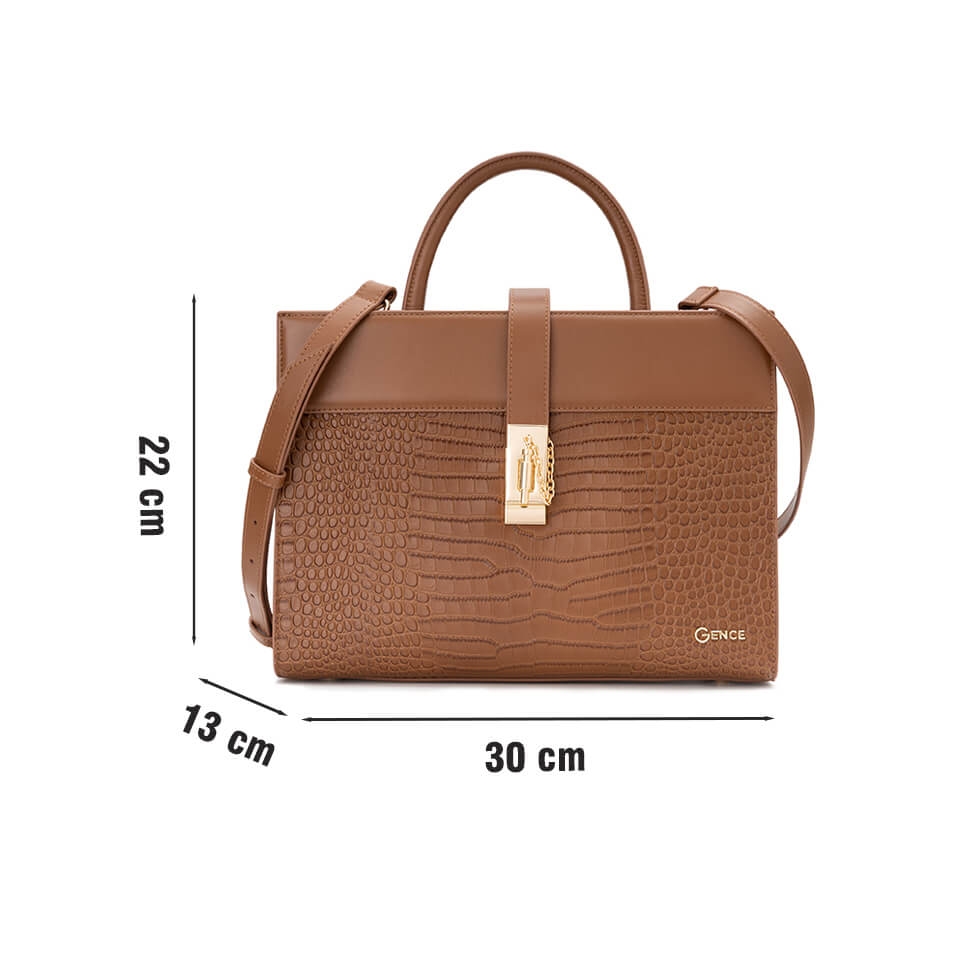 Túi xách nữ công sở Gence da bò dập vân TX19 Lion