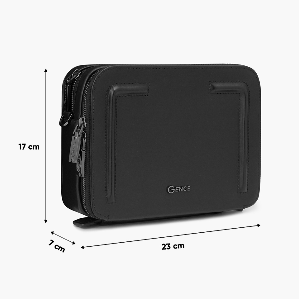 Túi xách tay đeo chéo da bò Nappa TC06 đen