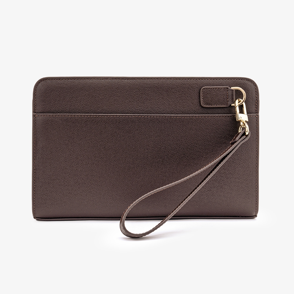 Ví cầm tay nam Gence da bò Taiga HT24 màu nâu