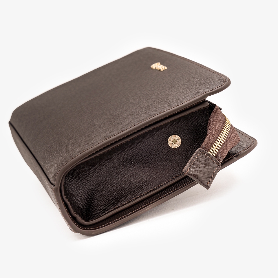 Ví cầm tay nam Gence da bò Taiga HT24 màu nâu