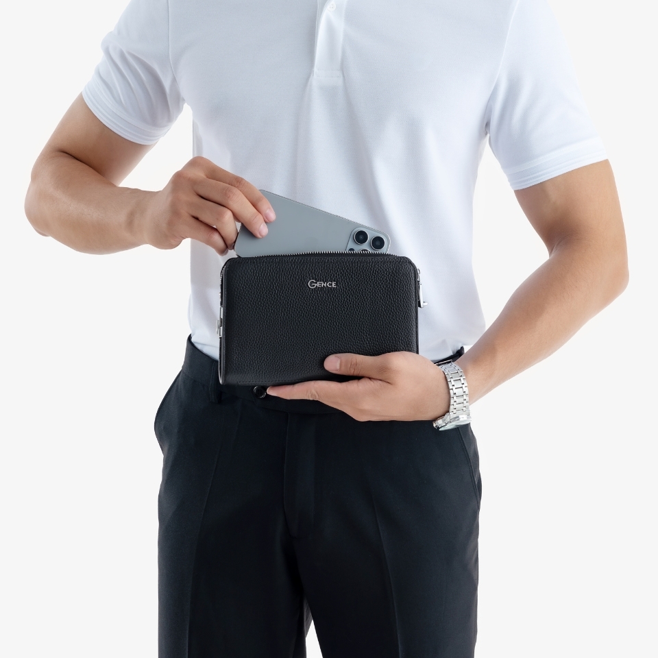 Ví cầm tay nam khóa số da bò Mill RB03