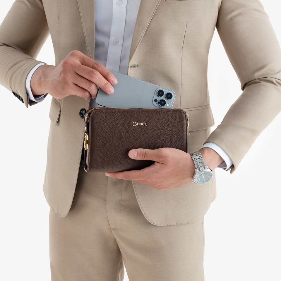 Ví cầm tay nam khóa số da bò Mill RB07