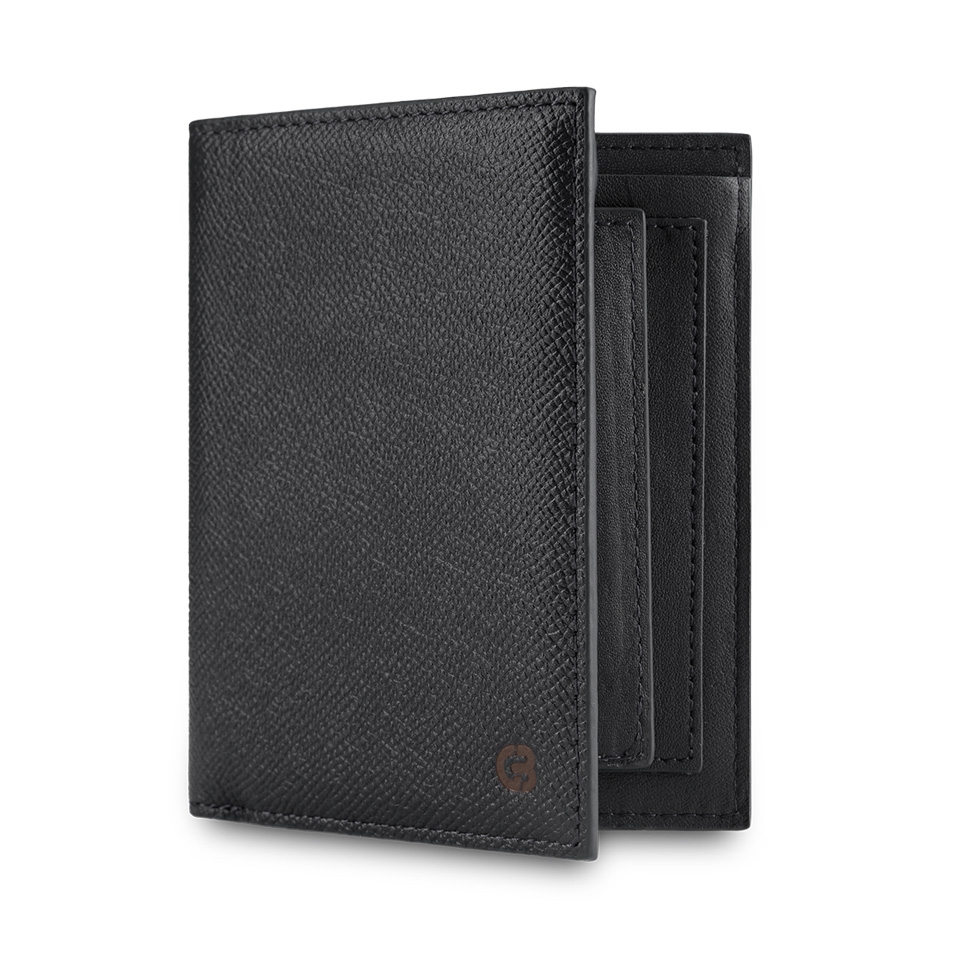 Ví nam Gence dáng dọc da bò Epsom màu đen C09