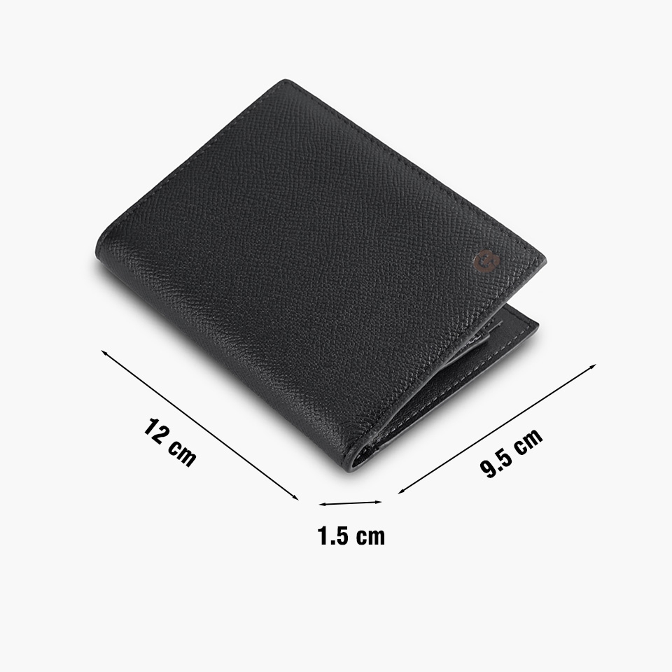 Ví nam Gence dáng dọc da bò Epsom màu đen C09