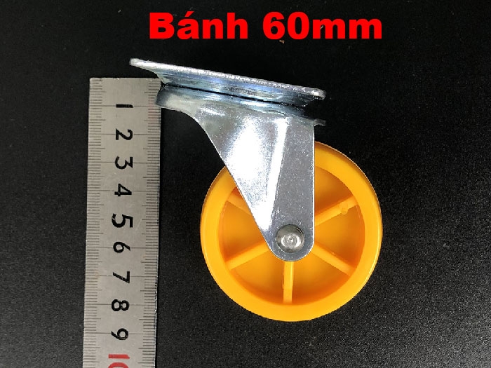 kích thước bánh xe nhựa vàng 60mm