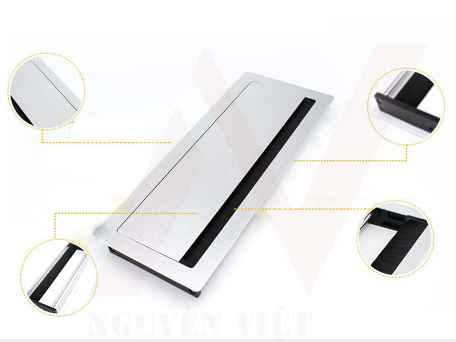 chi tiết các góc cạnh họp luồn dây điện mặt bàn Nguyên Việt