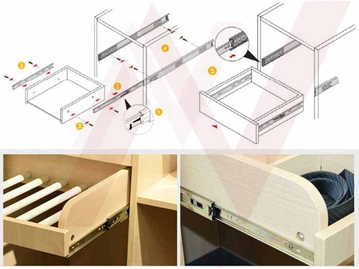 hướng dẫn lắp đặt ray bi giảm chấn