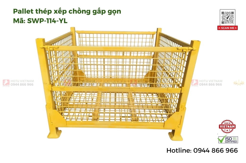 Pallet lưới thép mầu vàng
