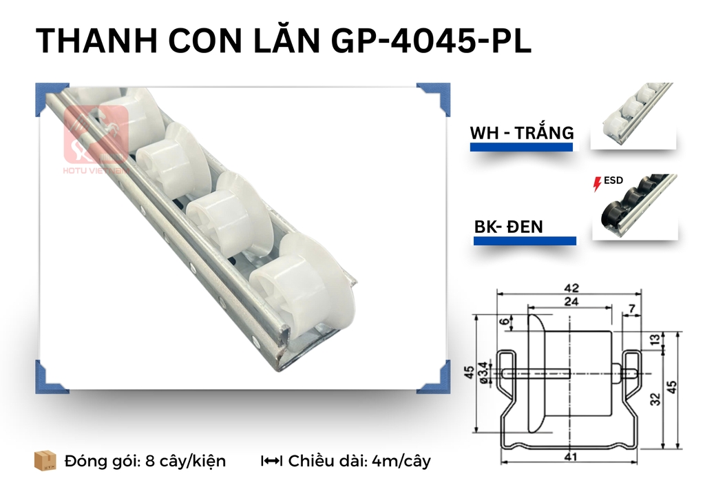 Thanh con lăn 40 ASADO dẫn hướng - Nhập khẩu Hàn Quốc 