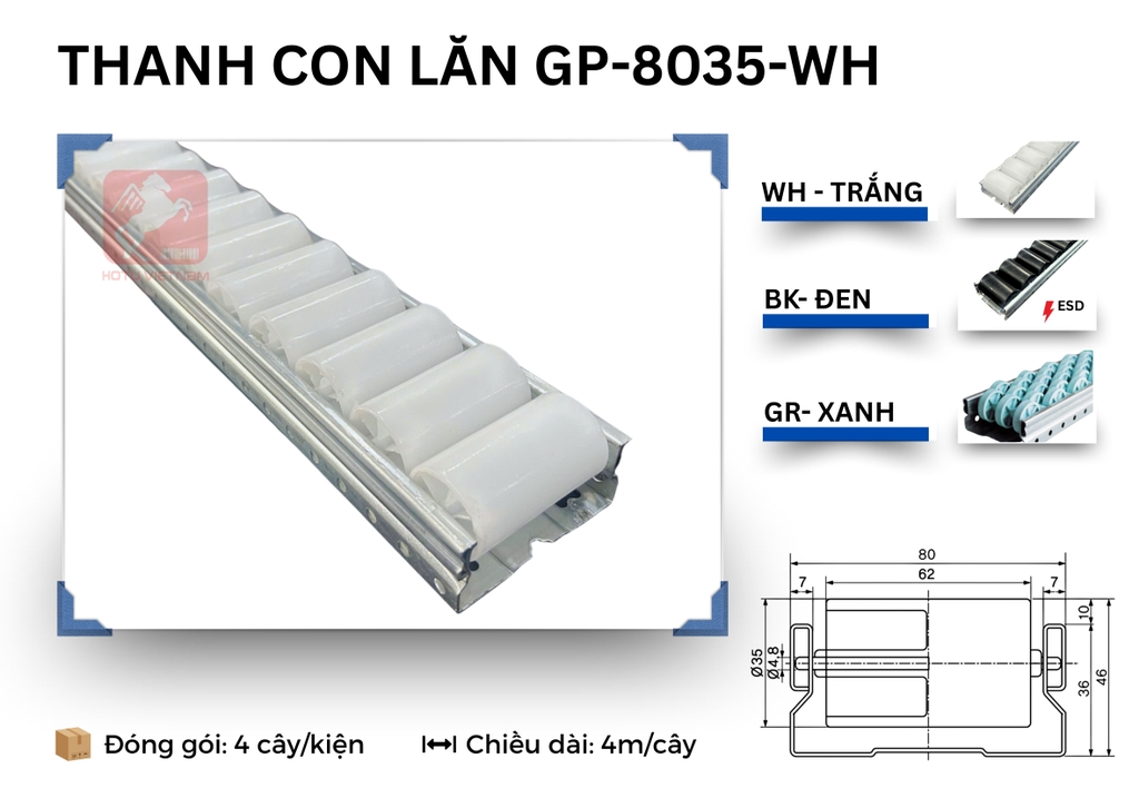 Thanh con lăn 80 ASADO - Nhập khẩu Hàn Quốc 