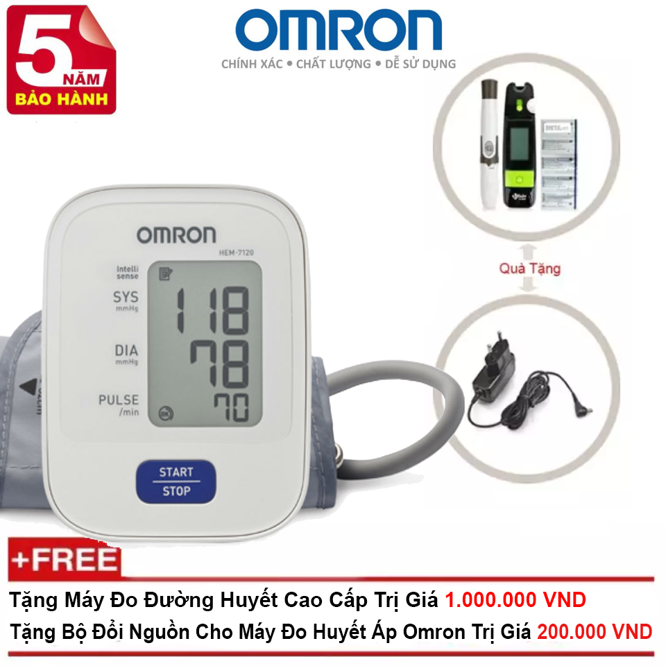 MÁY ĐO HUYẾT ÁP OMRON THIẾT KẾ NHỎ GỌN MÀU TRẮNG XANH TRANG NHÃ