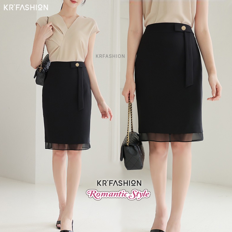 Chân váy công sở thiết kế vạt trước SK2110 KRFashion nữ xinh xắn ...