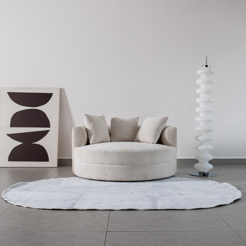 Thảm trải sàn Hayden Ghi oval lông mềm