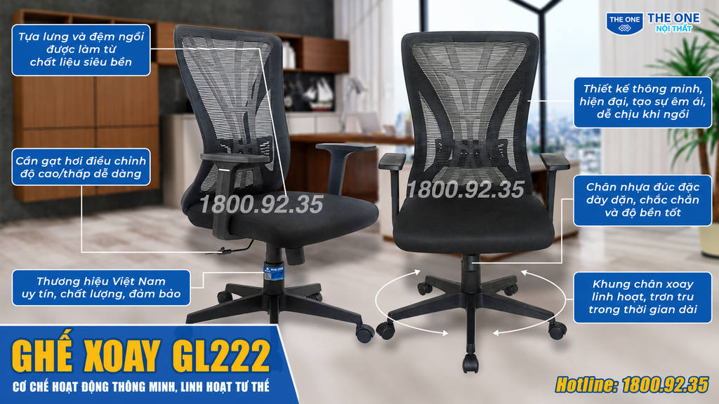 Ghế xoay văn phòng Hòa Phát The One GL222 chính hãng giá rẻ
