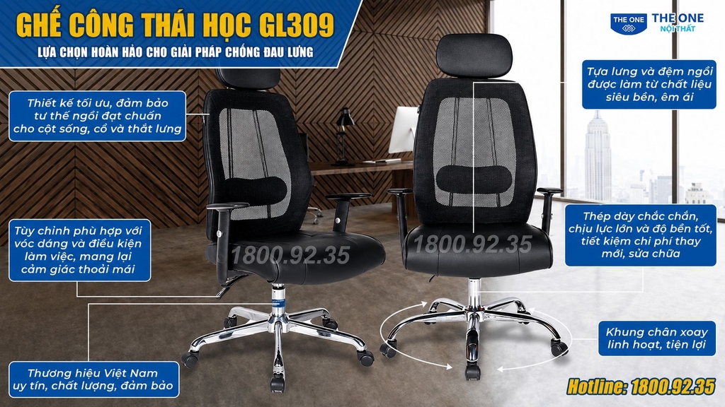 Ghế công thái học Hòa Phát GL309