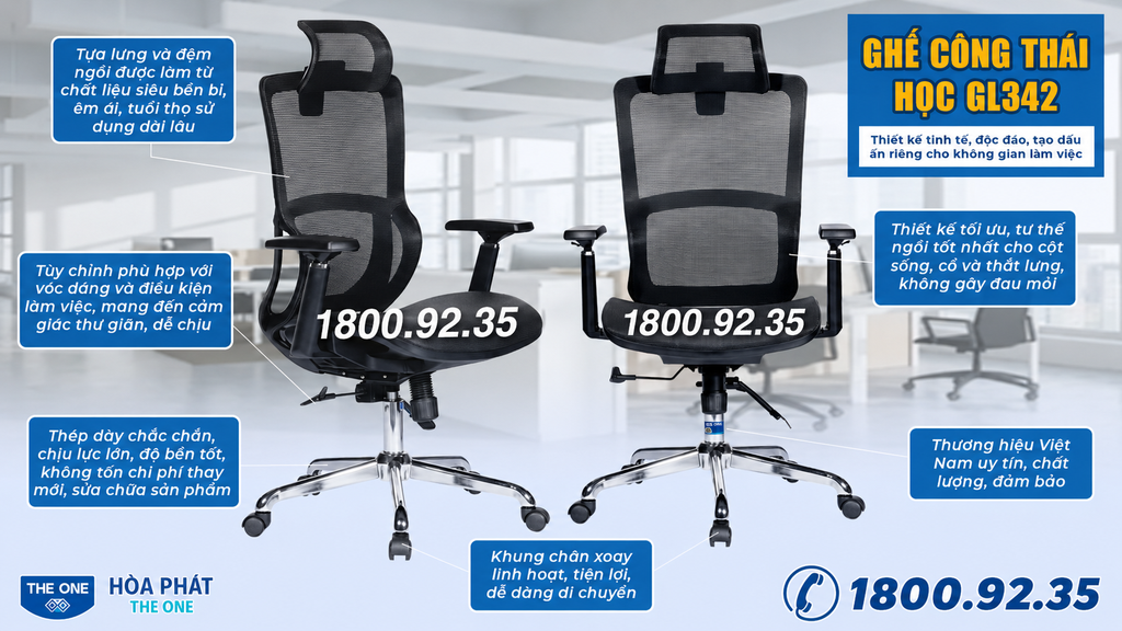 Ghế công thái học Hòa Phát The One GL342