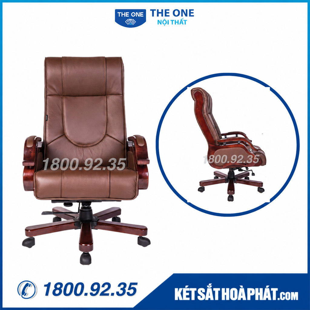 Ghế giám đốc Hòa Phát The One TQ01 bọc da thật chân xoay