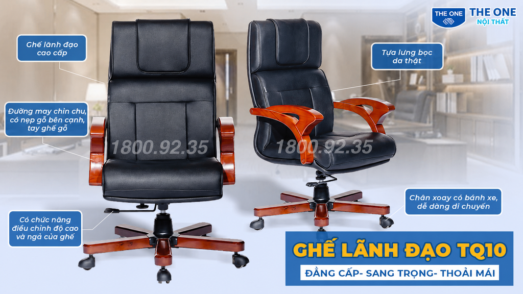 Ghế giám đốc Hòa Phát The One TQ10 bọc da ngả lưng chân xoay