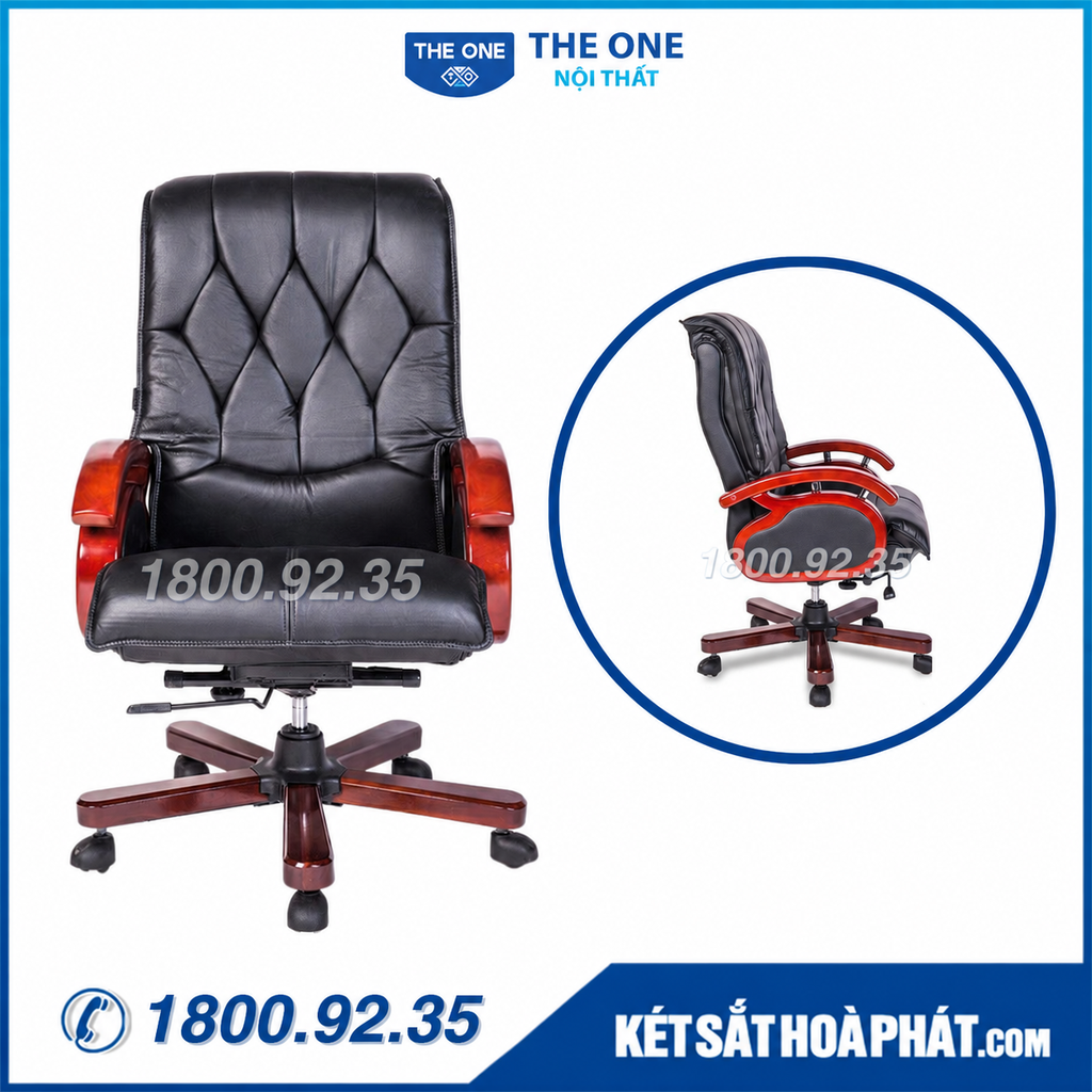 Ghế lãnh đạo Hòa Phát The One TQ05 bọc da thật chân xoay