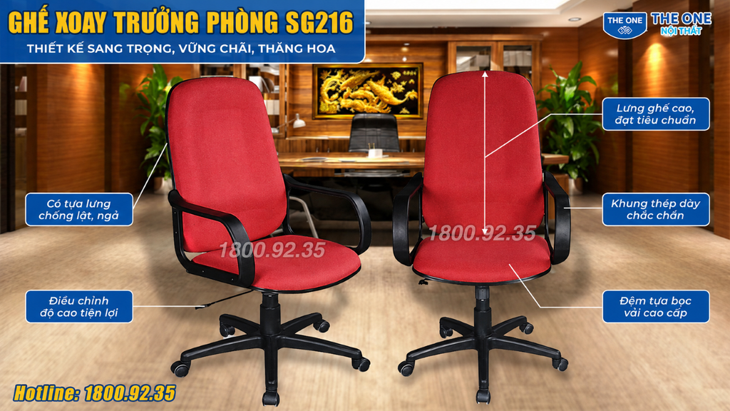 Ghế xoay văn phòng Hòa Phát The One SG216 trưởng phòng 360 độ