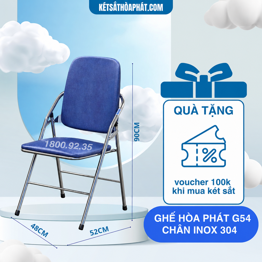 Ghế Xếp Hòa Phát G54 Chân Inox 304 Không Gỉ