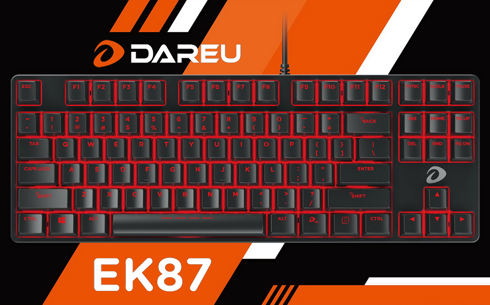 TOP 9 BÀN PHÍM CƠ GIÁ TỪ 500K TỐT NHẤT HIỆN NAY Bàn Phím cơ mini DAREU EK87 Blue switch LED đỏ, Thiết kế nhỏ gọn rất thích hợp với game thủ