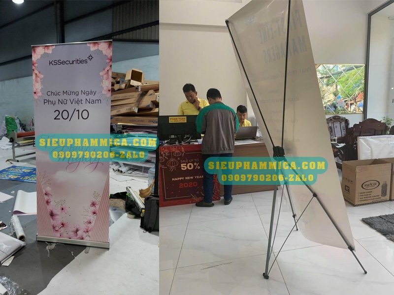 In Ấn Standee Giá X- Standee Cuốn-In Standee TPHCM Lấy Nhanh SIEUPHAMMICA