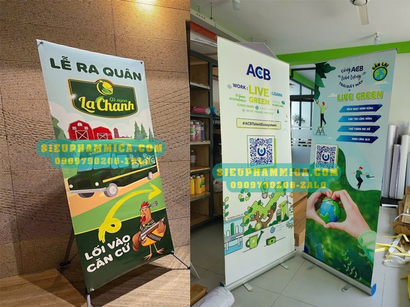 In Ấn Standee Giá X- Standee Cuốn-In Standee TPHCM Lấy Nhanh SIEUPHAMMICA