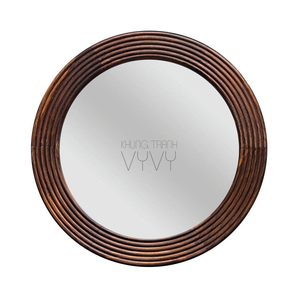 Khung gương tròn gỗ thông Vintage 4.5cm đường kính 40cm