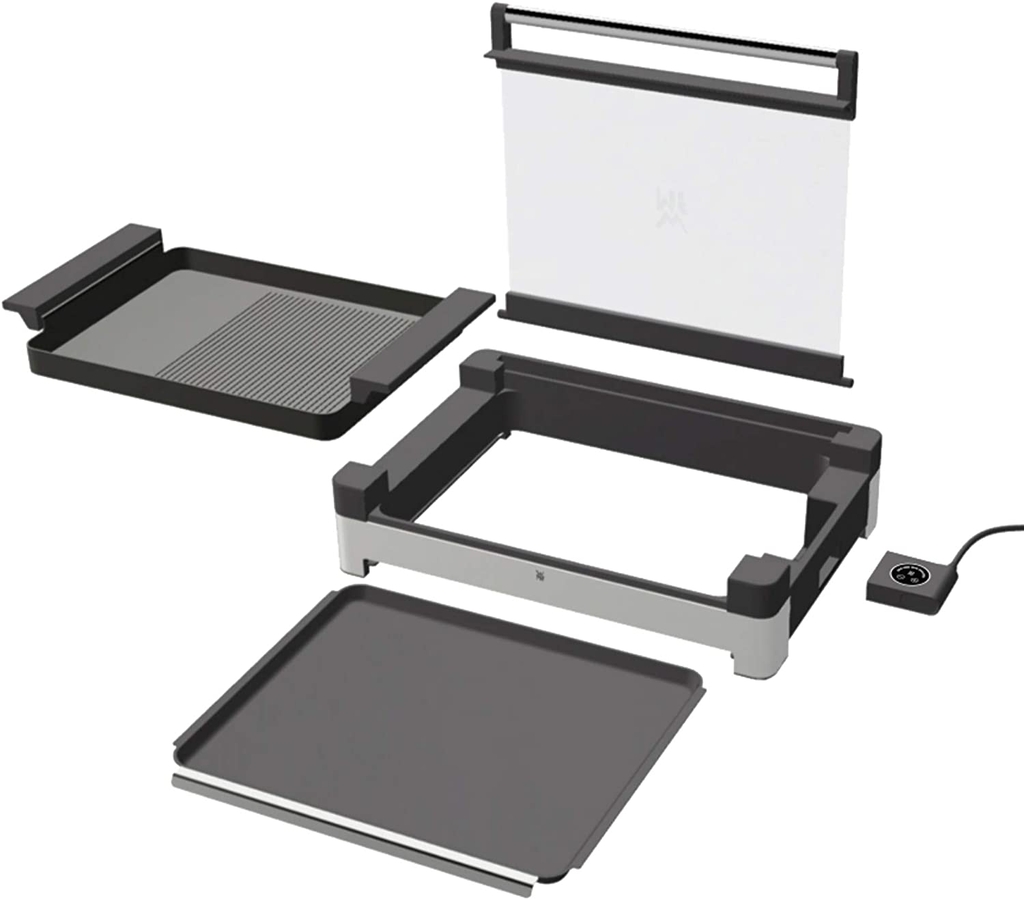 Bếp nướng điện WMF Lono 2200 Watt, với nắp kính, tấm nướng tráng, thép không gỉ