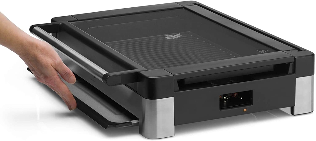 Bếp nướng điện WMF Lono 2200 Watt, với nắp kính, tấm nướng tráng, thép không gỉ