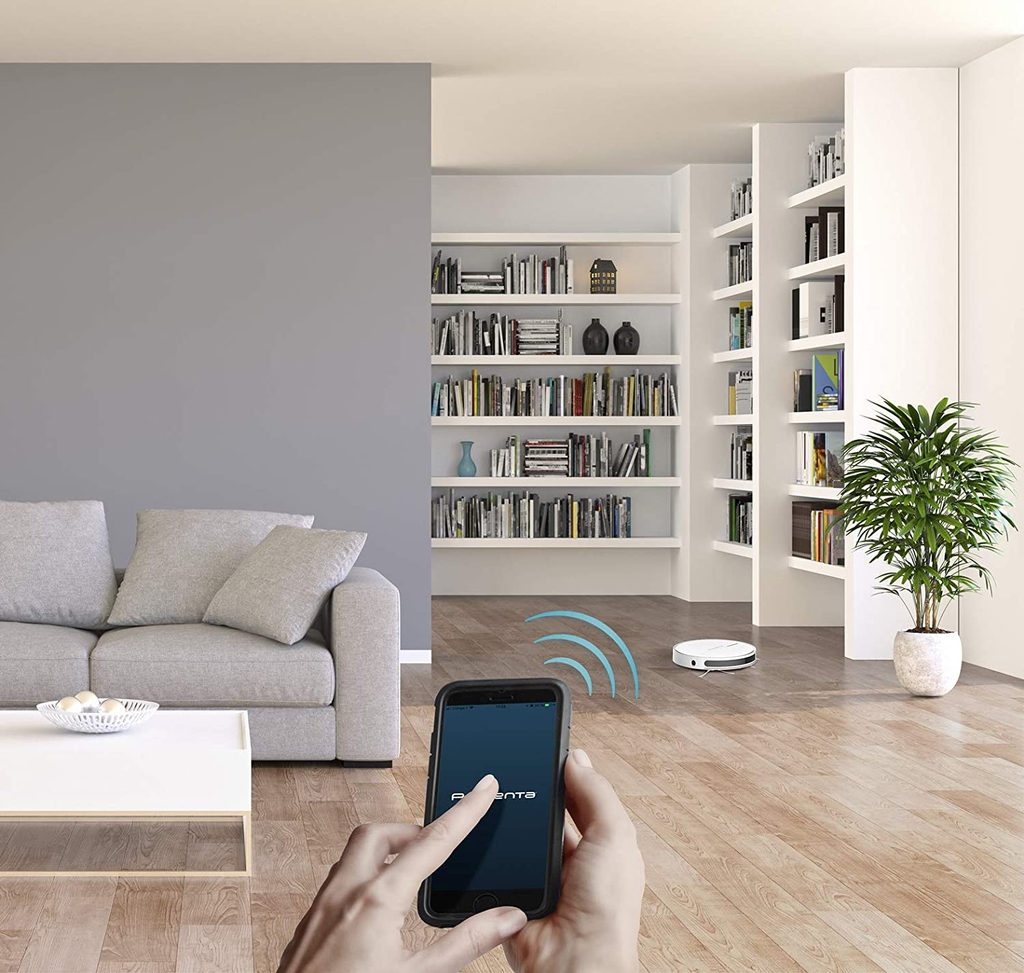 Robot hút bụi Rowenta RR7427HW Series 60, cao 6cm, Wi-Fi, Tương thích hỗ trợ giọng nói, Alexa, Chống dị ứng, Màu trắng