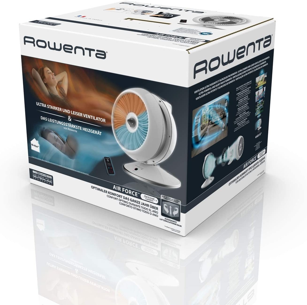 Rowenta HQ7112 Air Force Hot & Cool, quạt và máy sưởi 2in1, yên tĩnh, 2600W, quạt bệ, chuyển động không khí rộng rãi
