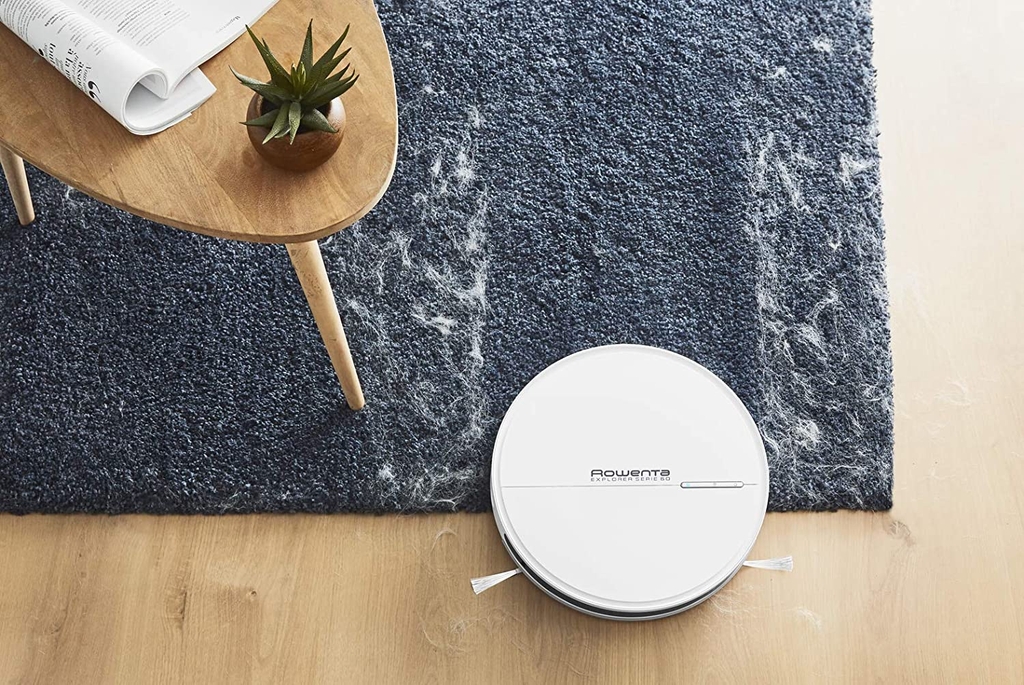 Robot hút bụi Rowenta RR7427HW Series 60, cao 6cm, Wi-Fi, Tương thích hỗ trợ giọng nói, Alexa, Chống dị ứng, Màu trắng