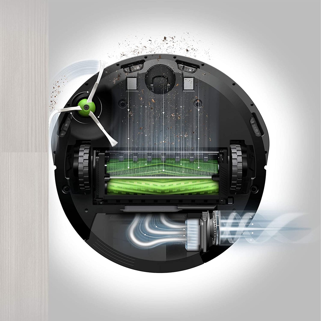 iRobot Roomba i7 + Robot hút bụi tự động loại bỏ bụi bẩn, kết nối Wi-Fi, lập bản đồ thông minh, hoạt động với Alexa, lý tưởng cho lông thú cưng, thảm, sàn cứng, màđen