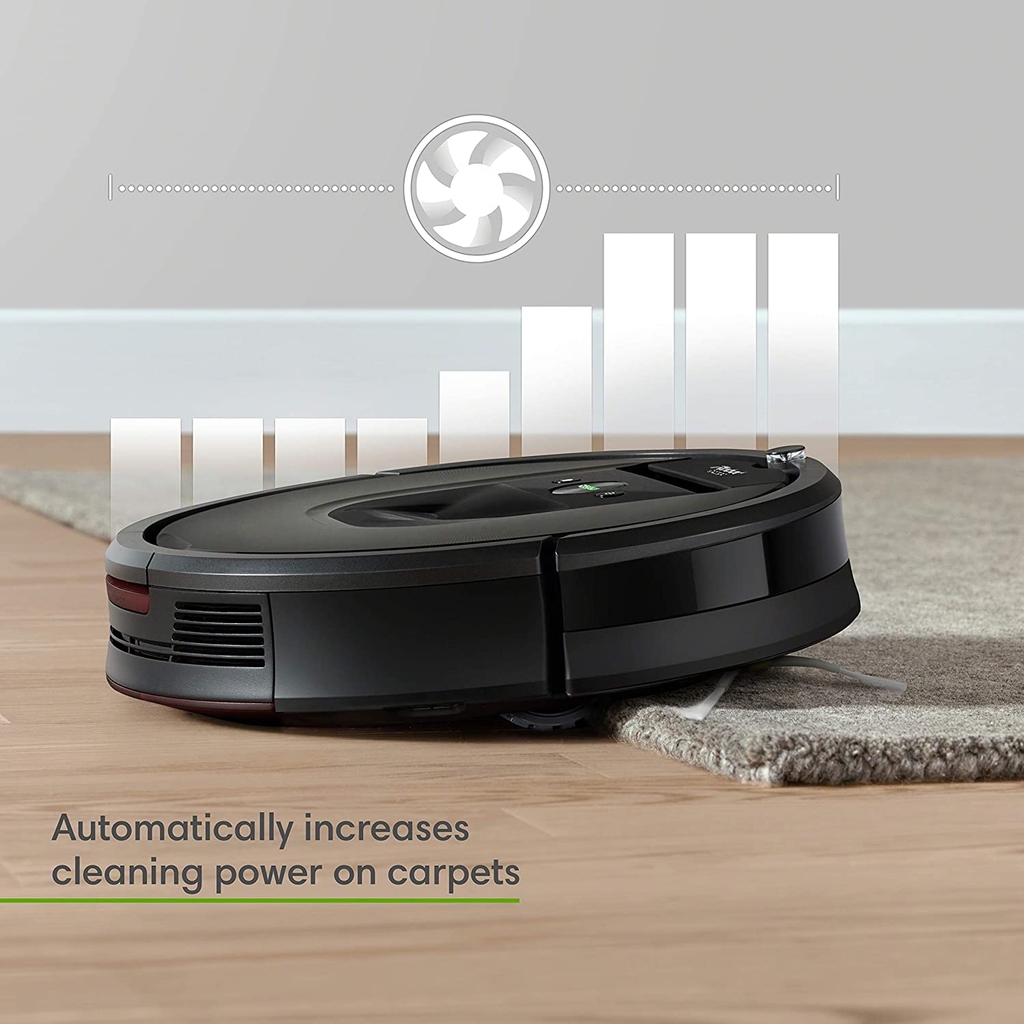 iRobot® Roomba 981 Robot hút bụi được kết nối Wi-Fi®, Lý tưởng cho Lông thú cưng, Thảm, Sàn cứng, Công nghệ Power Boost; Màu đen