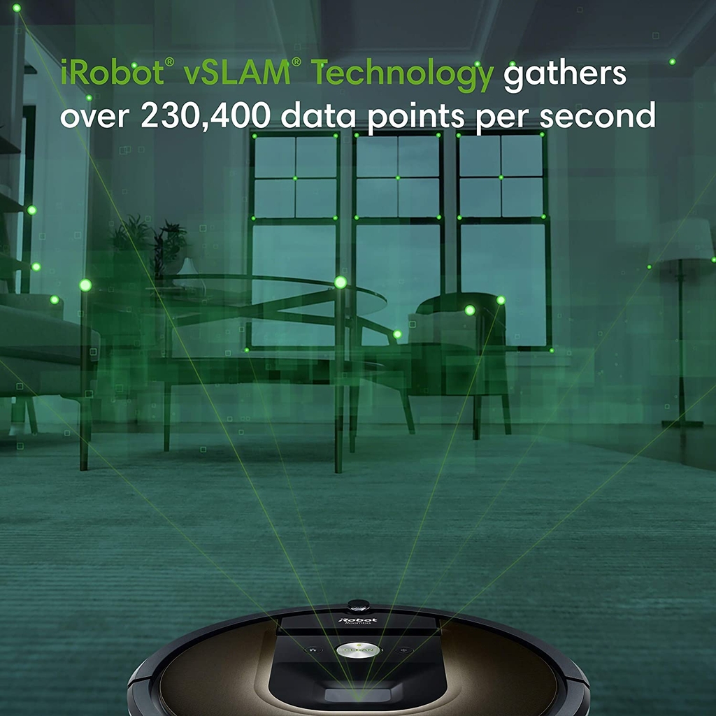 iRobot® Roomba 981 Robot hút bụi được kết nối Wi-Fi®, Lý tưởng cho Lông thú cưng, Thảm, Sàn cứng, Công nghệ Power Boost; Màu đen