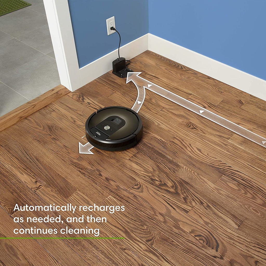 iRobot® Roomba 981 Robot hút bụi được kết nối Wi-Fi®, Lý tưởng cho Lông thú cưng, Thảm, Sàn cứng, Công nghệ Power Boost; Màu đen