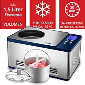 Máy làm kem UNOLD 48818, với máy nén tự động, tự làm đông lạnh, dung tích 1,5 lít kem