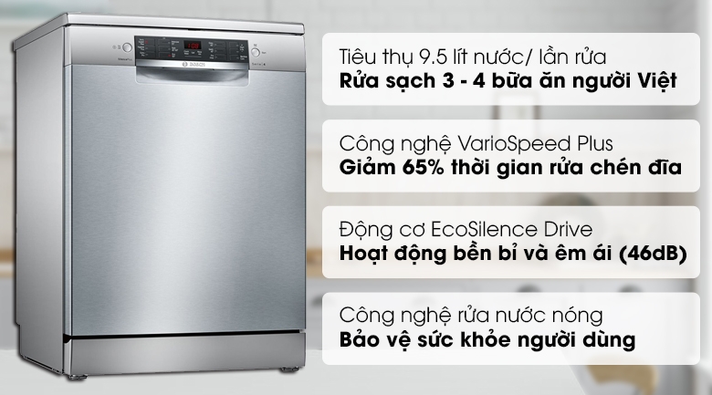 Máy Rửa Bát Bosch SMS6ZDI48E Serie 6 Độc Lập Sấy Zeolith