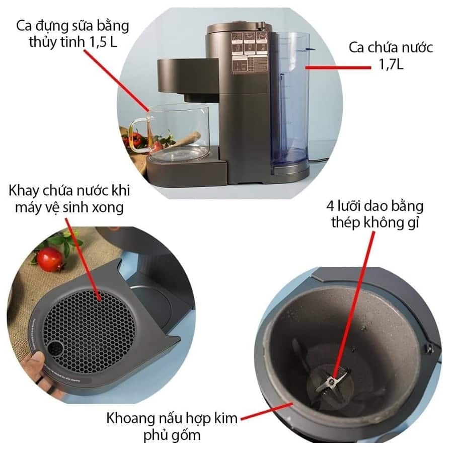 Máy Làm Sữa Hạt Medion MD11200, Công suất 1200W, 8 Chương Trình Tự Động, Model 2021