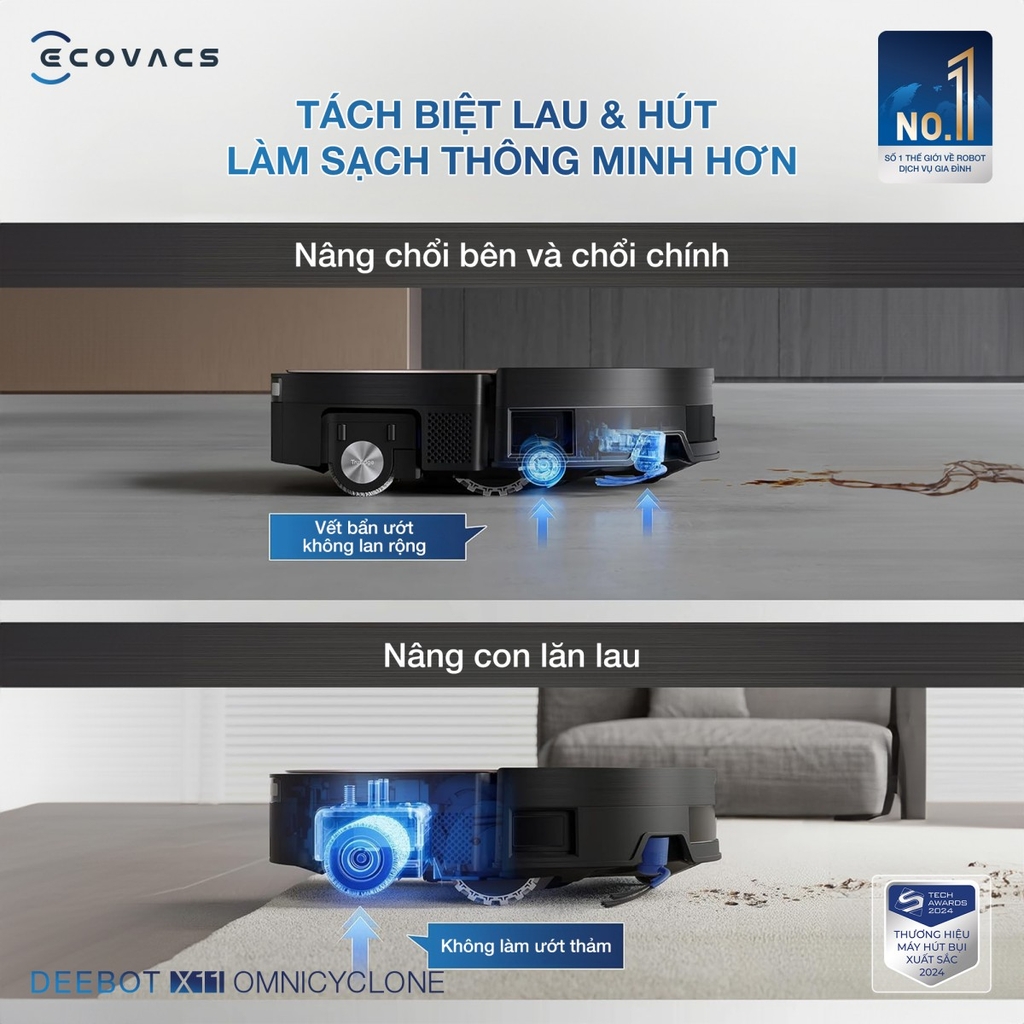 Robot hút bụi lau nhà Ecovacs DEEBOT X11 OmniCyclone