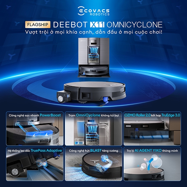 Robot hút bụi lau nhà Ecovacs DEEBOT X11 OmniCyclone