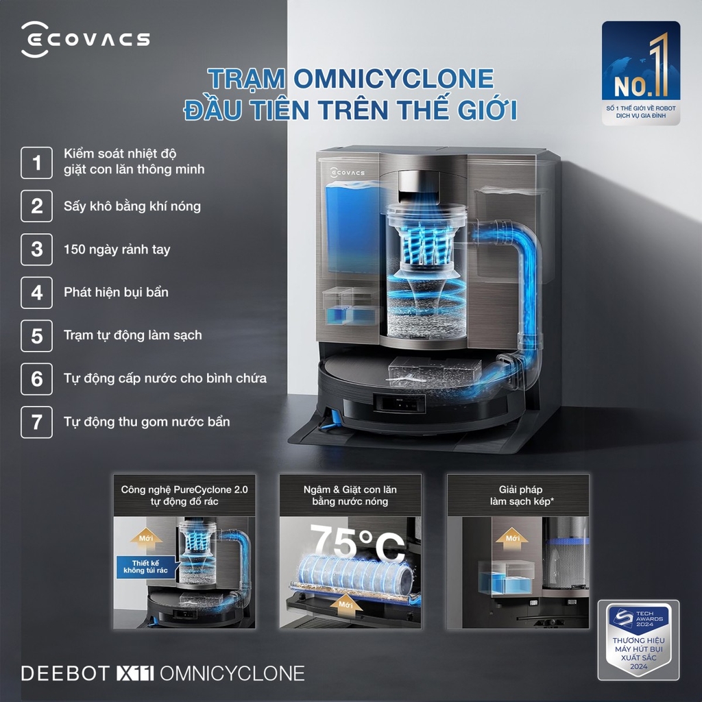 Robot hút bụi lau nhà Ecovacs DEEBOT X11 OmniCyclone