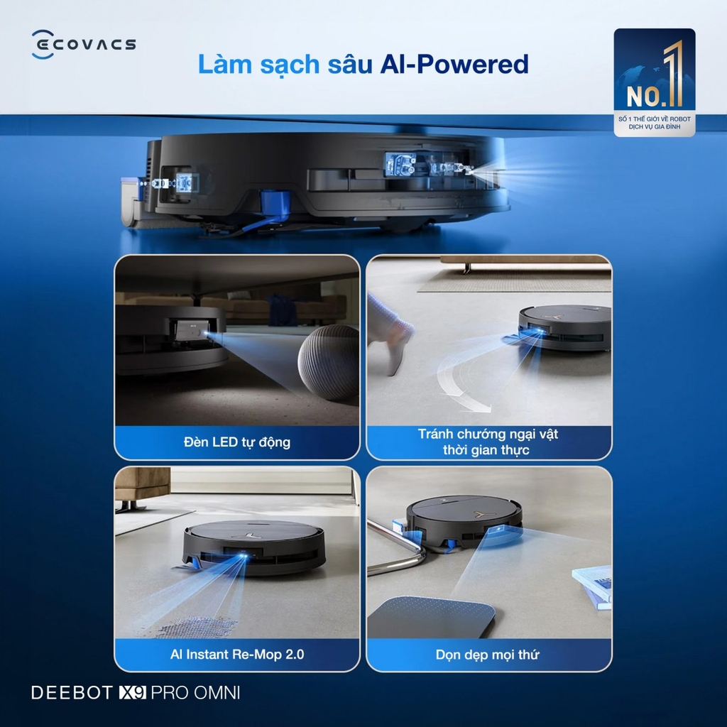 Robot hút bụi lau nhà Ecovacs Deebot X9 Pro Omni 